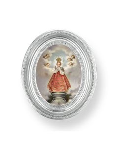 3 1/2" x 4 1/2" Silver Oval Frame with a Infant of Prague Print-P65
