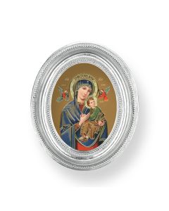 3 1/2" x 4 1/2" Silver Oval Frame with an Our Lady of Perpetual Help Print