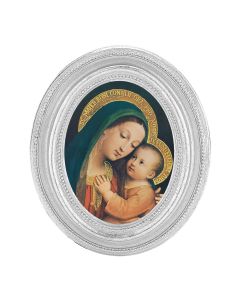 O.L. of Good Counsel Print with a 3 1/2" x 4 1/2" Silver Oval Frame - P65 STICKER