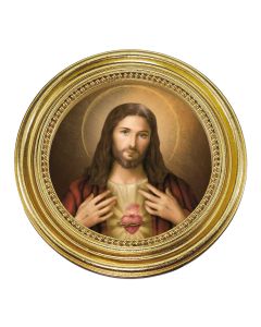 5 1/4" x 5 1/4"  Gold-Leaf Photo Frame with Simeone: Sacred Heart of Jesus Print