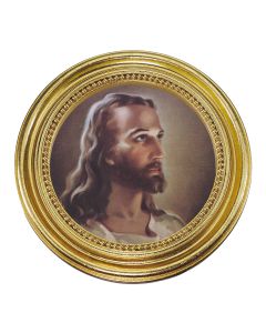 5 1/4" x 5 1/4" Gold-Leaf Photo Frame with Sallman: Head of Christ Print