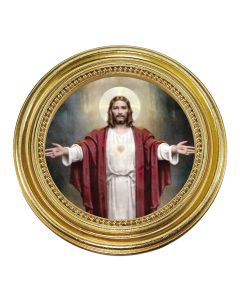 5 1/4" x 5 1/4" Gold-Leaf Photo Frame with Chambers: Welcoming Jesus Print