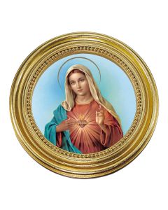 5 1/4" x 5 1/4" Gold-Leaf Photo Frame with Immaculate Heart of Mary Print
