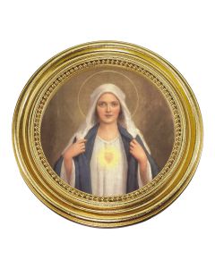 5 1/4" x 5 1/4" Gold-Leaf Photo Frame with Chambers: Immaculate Heart of Mary Print