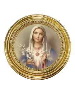 5 1/4" x 5 1/4" Gold-Leaf Photo Frame with Immaculate Heart of Mary Print