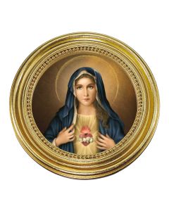I.H.M. Print Under Glass in a 5 1/4" x 5 1/4" Gold-Leaf Frame