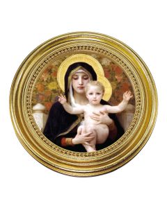 5 1/4" x 5 1/4" Gold-Leaf Photo Frame with Bouguereau: Madonna of the Lilies Print