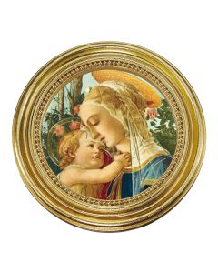 5 1/4" x 5 1/4" Gold-Leaf Photo Frame with Boticelli: Madonna and Child Print