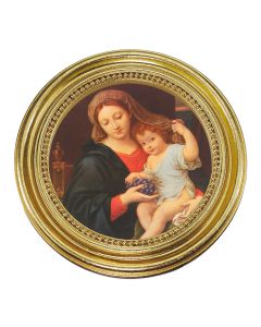 5 1/4" x 5 1/4" Gold-Leaf Photo Frame with Mignard: Madonna of the Grapes Print