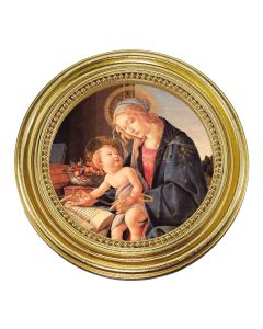5 1/4" x 5 1/4" Gold-Leaf Photo Frame with Boticelli: Virgen del Libro Print