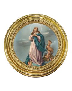 5 1/4" x 5 1/4" Gold-Leaf Photo Frame with O.L. of Immacuate Conception Print