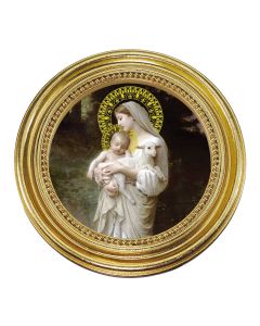 5 1/4" x 5 1/4" Gold-Leaf Photo Frame with Bouguereau: Madonna Divine Innocence Print