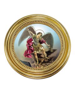 5 1/4" x 5 1/4" Gold-Leaf Photo Frame with Saint Michael Print