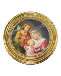 5 1/4" x 5 1/4" Gold-Leaf Photo Frame with Holy Family Print