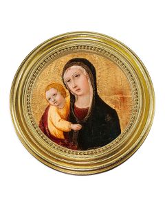 5 1/4" x 5 1/4" Gold-Leaf Photo Frame with Sano di Pietro: Madonna and Child Print