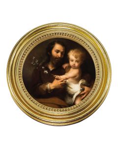 Murillo: St. Anthony and Child Jesus Print in a 5 1/4" x 5 1/4" Gold-Leaf Photo Frame