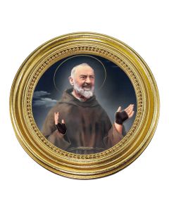 5 1/4" x 5 1/4" Gold-Leaf Photo Frame with Saint Pio Print