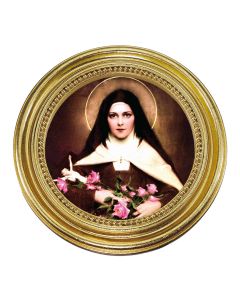 5 1/4" x 5 1/4" Gold-Leaf Photo Frame with Chambers: St.Therese Print