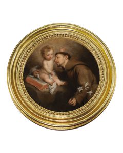 5 1/4" x 5 1/4" Gold-Leaf Photo Frame with Murillo: St. Anthony and Child Jesus Print
