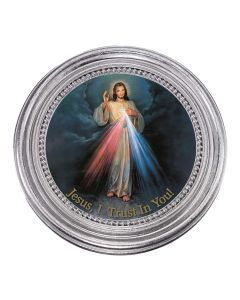 5 1/4" x 5 1/4"  Silver-Leaf Photo Frame with Divine Mercy Print