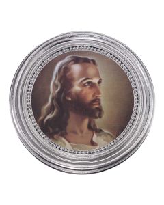 5 1/4" x 5 1/4" Silver-Leaf Photo Frame with Sallman: Head of Christ Print