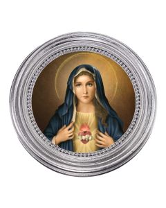 I.H.M. Print Under Glass in a 5 1/4" x 5 1/4" Silver-Leaf Frame
