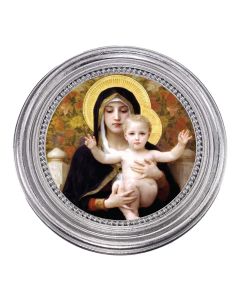 5 1/4" x 5 1/4"  Silver-Leaf Photo Frame with Bouguereau: Madonna of the Lilies Print