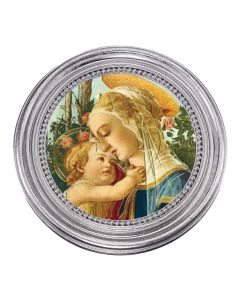 5 1/4" x 5 1/4"  Silver-Leaf Photo Frame with Boticelli: Madonna and Child Print