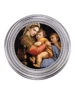 5 1/4" x 5 1/4"  Silver-Leaf Photo Frame with Raphael: Madonna of the Chair Print