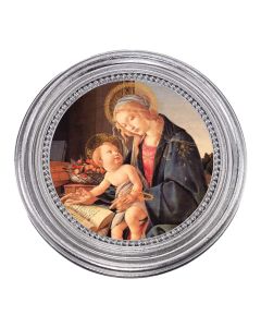 5 1/4" x 5 1/4"  Silver-Leaf Photo Frame with Boticelli: Virgen del Libro Print