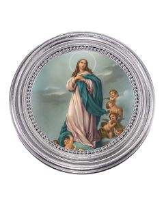 5 1/4" x 5 1/4" Silver-Leaf Photo Frame with O.L. of Immacuate Conception Print