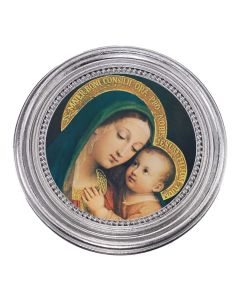 5 1/4" x 5 1/4"  Silver-Leaf Photo Frame with O.L. of Good Counsel Print