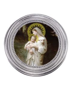 5 1/4" x 5 1/4" Silver-Leaf Photo Frame with Bouguereau: Madonna Divine Innocence Print