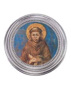5 1/4" x 5 1/4"  Silver-Leaf Photo Frame with Cimabue: Saint Francis Print
