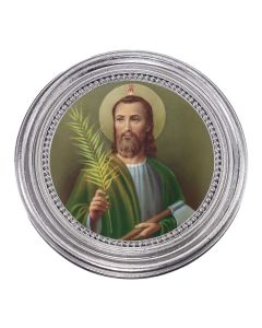5 1/4" x 5 1/4" Silver-Leaf Photo Frame with Saint Jude Thaddeus Print