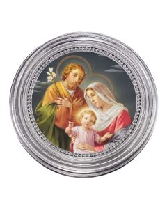5 1/4" x 5 1/4"  Silver-Leaf Photo Frame with Holy Family Print