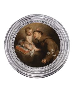 5 1/4" x 5 1/4" Silver-Leaf Photo Frame with Murillo: St. Anthony and Child Jesus Print