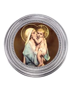 5 1/4" x 5 1/4" Silver-Leaf Photo Frame with Chambers: Queen of Mothers Print