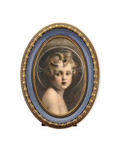 5 1/2" x 7 1/2" Oval Gold-Leaf Frame with a Chambers: Light of the World Print-P65