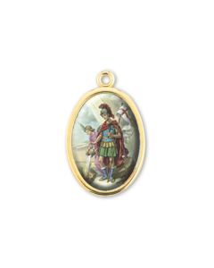 1" Saint Florian Gold Finish Picture Medal