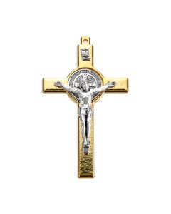 4" Gold and Silver Finished St. Benedict Crucifix