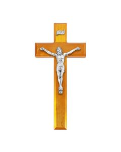 10" Cherry Wood Cross with Fine Pewter Corpus
