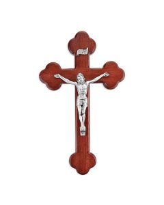 10" Latin Dark Cherry Cross with Fine Pewter Corpus