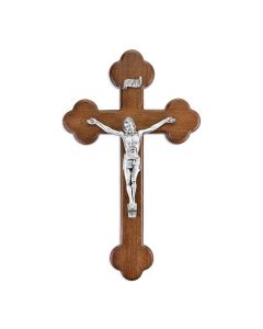 10" Walnut Latin Style Cross with Antiqued Fine Pewter Corpus