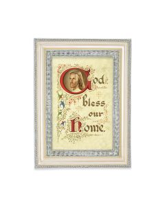 5 3/4" x 7 3/4" Antiqued Pearlized White and Silver Photo Frame with House Blessing Print-P65