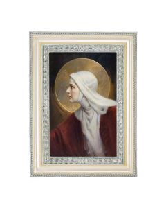 5 3/4" x 7 3/4" Antiqued Pearlized White and Silver Photo Frame with Chambers:  The Saint Print- P65 