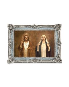 5 1/8" x 7 1/4" Antiqued Powder Blue and Silver Photo Frame with Chambers: The Sacred Hearts Print-P65