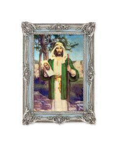 5 1/8" x 7 1/4" Antiqued Powder Blue and Silver Frame with CHAMBERS: St. Jude Print-P65