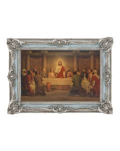 5 1/8" x 7 1/4" Antiqued Powder Blue and Silver  Frame with Chambers: Last Supper Print- P65