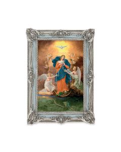 5 1/8" x 7 1/4" Antiqued Powder Blue and Silver Photo Frame with O.L. Untier of Knots Print-P65